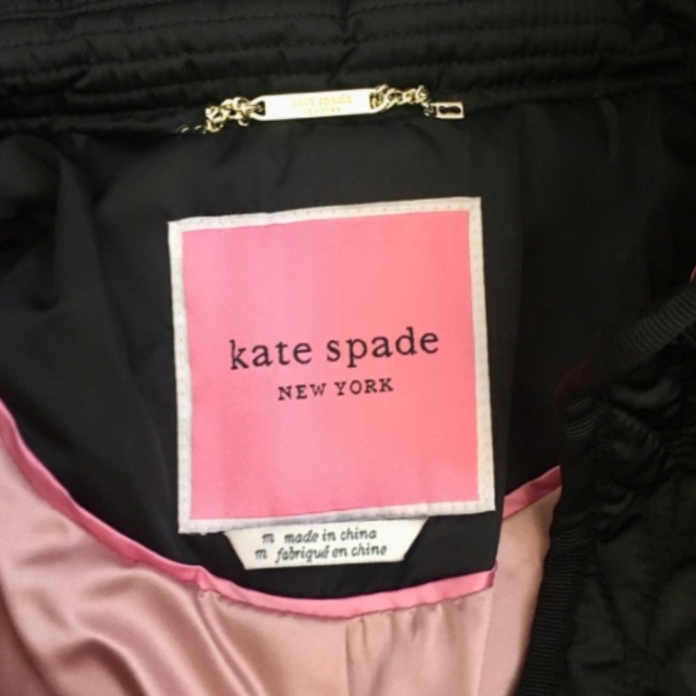 Kate Spade Solid Black Water Resistant Quilted Lon - Picture 9 of 11